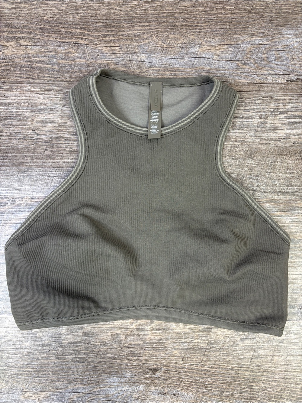 Nike x SKIMS Ribbed Racerback Sports Bra Dark Olive Taupe Size Medium